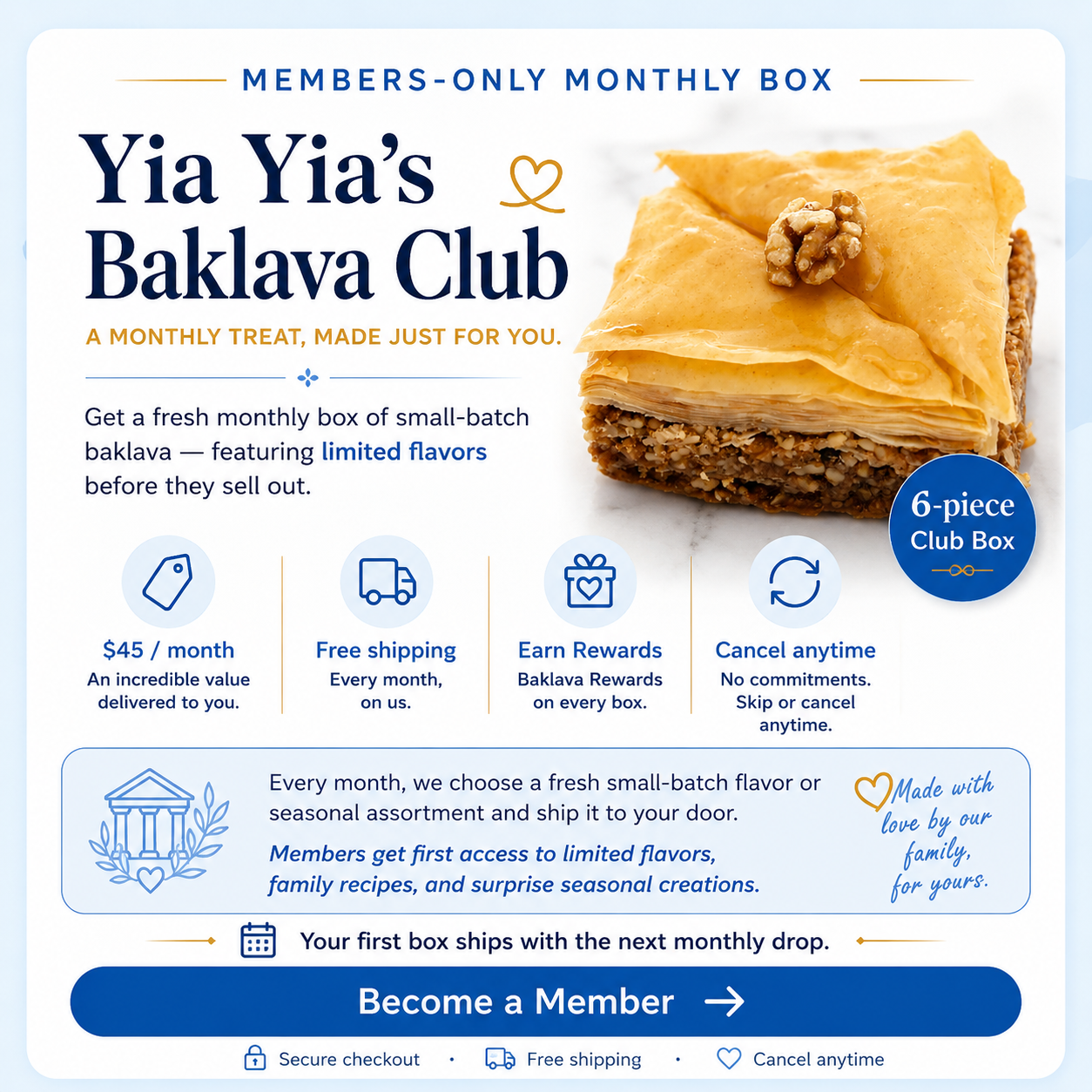 Yia Yia's Baklava Club — 6-Piece Monthly Club Box