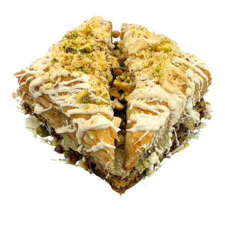 Dubai white hazelnut baklava with pistachio and white chocolate